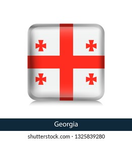 Flag of Georgia - Square glossy badge. Vector.