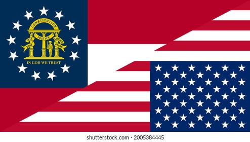 flag of georgia state and american. proportion 10:19
