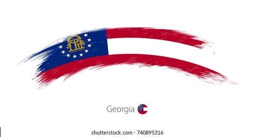 Flag of Georgia state in rounded grunge brush stroke. Vector illustration.