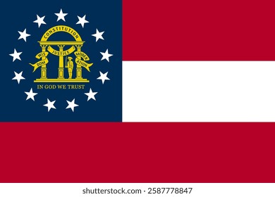 Flag of Georgia, USA, 3:2 Format, State of Georgia Flag