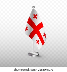 Flag of Georgia. Vector illustration of a flag with flagpole on a transparent background (PNG).