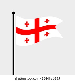 Bandeira da Geórgia. Projeto de ícone de ilustração de vetor da bandeira da Geórgia. Bandeira de mastro flutuante.