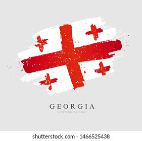 Flag of Georgia. Vector illustration on gray background. Brush strokes drawn by hand. Independence Day.