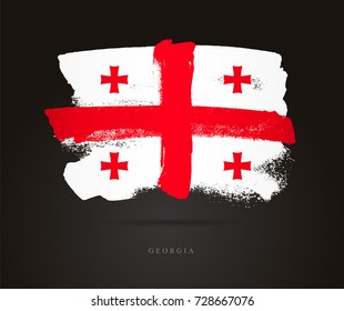 Flag of Georgia. Vector illustration on a black background. Beautiful brush strokes. Abstract concept. Elements for design.
