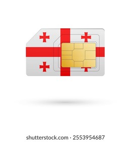 Flag of Georgia. Vector illustration of SIM Card with flag on white background