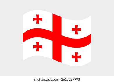 Flag of Georgia. Georgia wavy flag digital vector illustration.