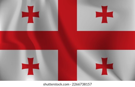 Bandera de Georgia, con un efecto ondulado debido al viento.