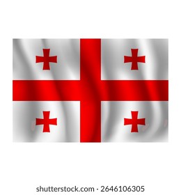 Bandeira da Geórgia ondulada flui ao vento, com dobras 3d
