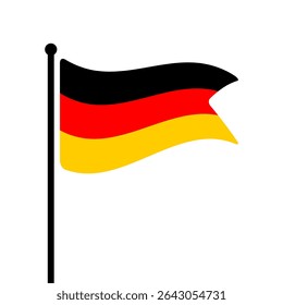 Flag of German. Germany flag vector illustration icon design. Fluttering flagpole flag.