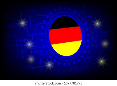 Flag of German on a background of technology.