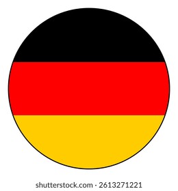 Flag of Germany. Black edge. Germany circle flag logo icon computer vector illustration design.