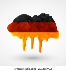 Flag of Germany Blot with paint streaks with the national colors. Independence Day. Banner Pennon Pennant Background Stock Vector Icon Image Picture Illustration Printed material Logo 