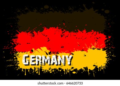 Flag of Germany from blots of paint in grunge style. Vector illustration