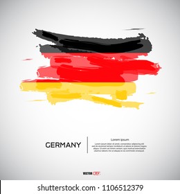 Flag of Germany with  brush stroke, grunge style background vector.