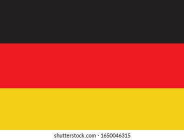 Flagge von Deutschland Unterteilt in 3 horizontale Farbbänder, schwarz, rot und gold. Der deutsche Name heißt "Schwarz-Rot-Gold"