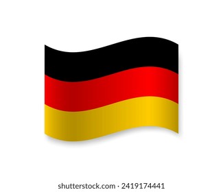 Flag of Germany flat icon. Wavy vector element with shadow. Best for mobile apps, UI and web design.