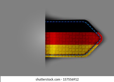 Flag of Germany in the form of a glossy textured label or bookmark. Vector illustration.