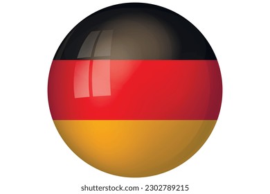 Bandera de Alemania. Símbolo nacional alemán con colores oficiales. Icono de plantilla. Resumen del fondo vectorial. Baloncesto redondo de vidrio ligero, burbuja 3D grande, esfera.