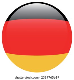 Flag of Germany. German round flag icon. Standard color. Circle icon flag. 3d illustration. Computer digital vector illustration.