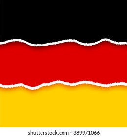 Flag of Germany, german torn paper lacerated banners set with ripped edges and shadows, vintage style layered stripes template with empty space for text for writing, scrapbooking, vector illustration