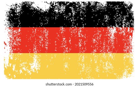 Bandera de Alemania. Ilustración vectorial de la bandera ondulada, raspada y de estilo antiguo