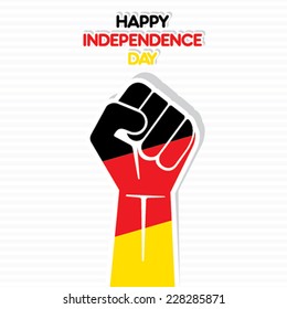 Flag of Germany in hand , happy Independence Day design vector