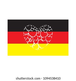 Flag of Germany with heart. German flag. Vector illustration.