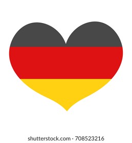 Flag of Germany in a heart shape icon flat style. Isolated on white background. Vector illustration