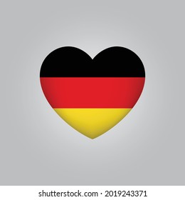 Bandera de Alemania en el corazón. Vector de bandera de Alemania. Símbolo de amor de Alemania