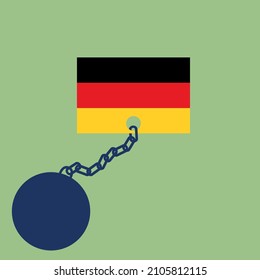 Flag of Germany with heavy. The concept of state, national, state and sovereign debt. vector illustration.