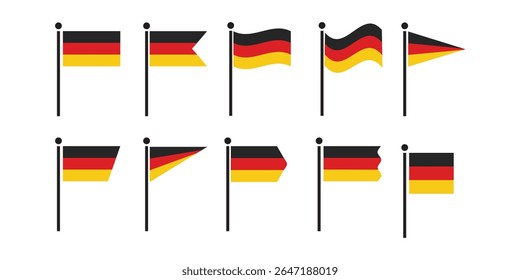 The flag of Germany. Flag icon set. Standard color. Round flag. Computer illustration. Digital illustration. Vector illustration.