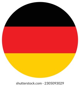 The flag of Germany. Flag icon. Standard color. Round flag. Computer illustration. Digital illustration. Vector illustration.