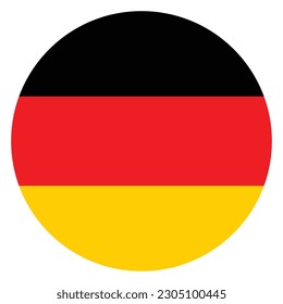 The flag of Germany. Flag icon. Standard color. Round flag. Computer illustration. Digital illustration. Vector illustration.