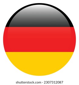 The flag of Germany. Flag icon. Standard color. Round flag. 3d illustration. Computer illustration. Digital illustration. Vector illustration.