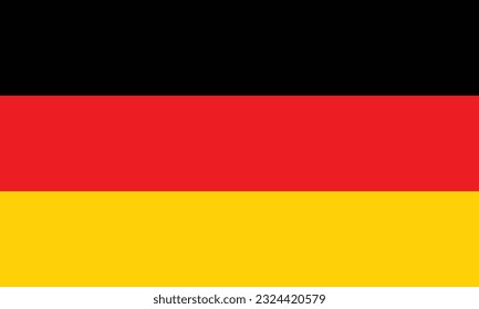 The flag of Germany. Flag icon. Standard color. Standard size. A rectangular flag. Computer illustration. Digital illustration. Vector illustration.