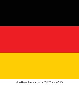 The flag of Germany. Flag icon. Standard color. A square flag. Computer illustration. Digital illustration. Vector illustration.