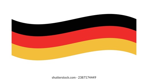 Die Flagge Deutschlands. Flaggensymbol. Wavy-Streamer. Ein langer Banner. Standardfarbe. Lange Bandflagge. Computergrafik. Digitale Illustration. Vektorgrafik.