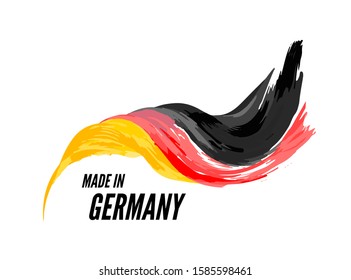 The flag of Germany with the inscription is made in Germany. Vector illustration isolated on a white background. Watercolor style