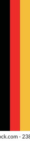 The flag of Germany. A long banner. Flag icon. Vertical pattern. Standard color. A rectangular flag. Computer illustration. Digital illustration. Vector illustration.