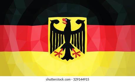 Flag of Germany, low poly vector illustration.