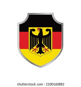 Flag of Germany with metal shield frame