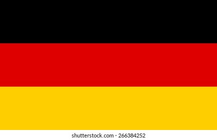 Flag of Germany. Official symbol of the country. Correct size, proportions and colors. Three horizontal stripes - black, red, yellow. For political maps or historical infographic.
