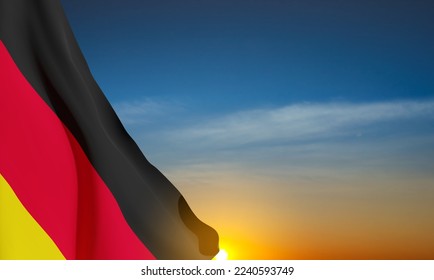 Flagge Deutschlands im Hintergrund des Sonnenuntergangs. EPS10-Vektor