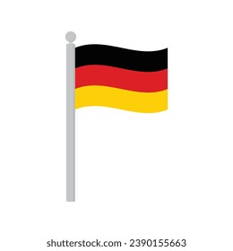 Flag of Germany on flagpole isolated