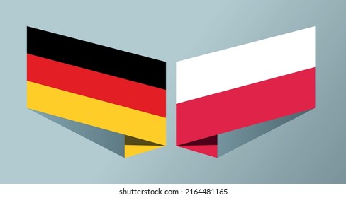 Bandera de Alemania y Polonia Banner nacional tarjeta de saludo elemento gráfico Ilustración diseño de plantilla
