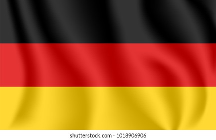 Flag of Germany. Realistic waving flag of Federal Republic of Germany. Fabric textured flowing flag of Germany.