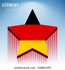 Flag of Germany in a rising star illustration on sky blue background, vector design. 