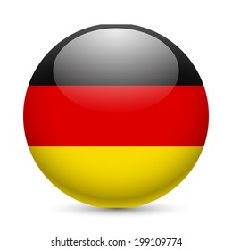 Flag of Germany as round glossy icon. Button with German flag