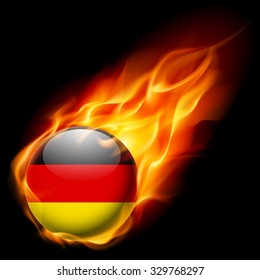 Flag of Germany as round glossy icon burning in flame