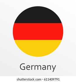 Flag of Germany round icon, badge or button. German national symbol. Vector illustration.